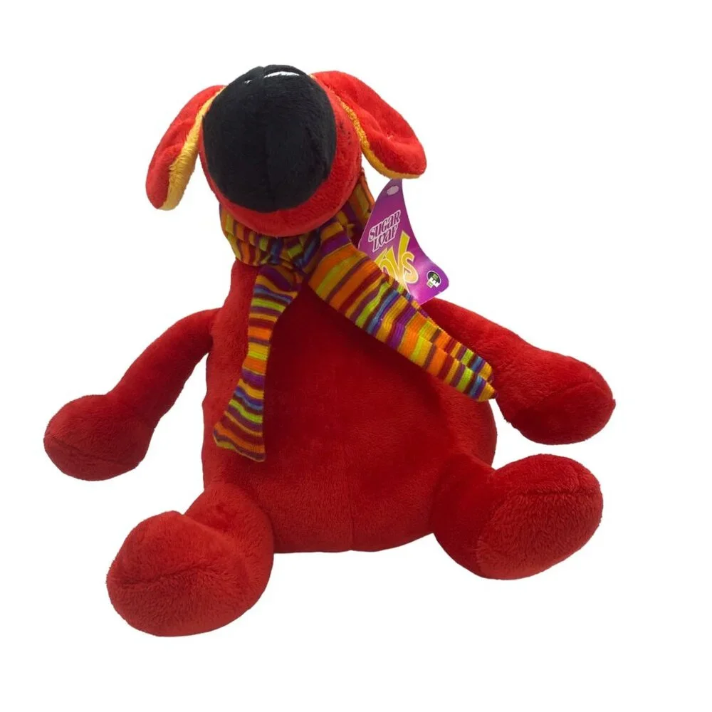 Sugar Loaf Toys Red Dog Plush With Striped‎ Scarf NEW NWT National Entertainment